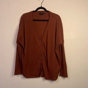 Out From Under Rust Waffle Knit Henley